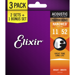Elixir Nanoweb 3 PACK 16544 11-52 Custom Light
